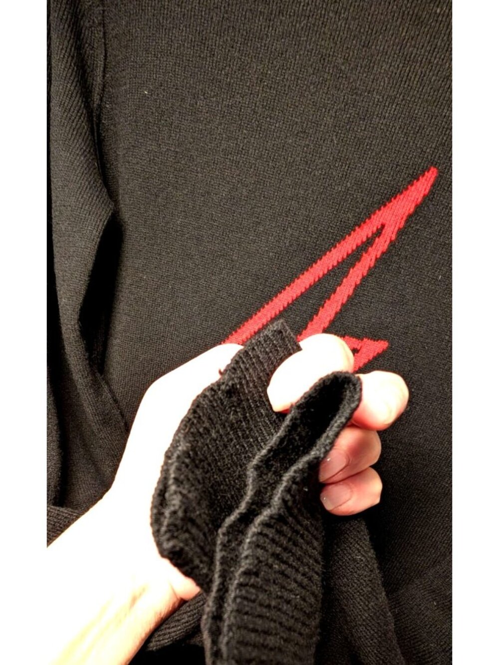 ZADIG & VOLTAIRE Delly C Flash Red Lightning Bolt Cashmere Sweater, Noir, XS - Picture 5 of 11